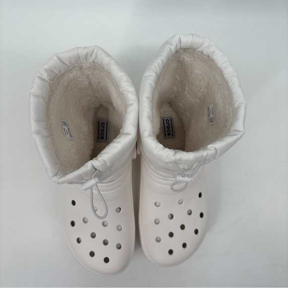 Crocs Classic Lined Puff Boot Women’s Size 11 Mens Size 9 White New - Picture 3 of 9